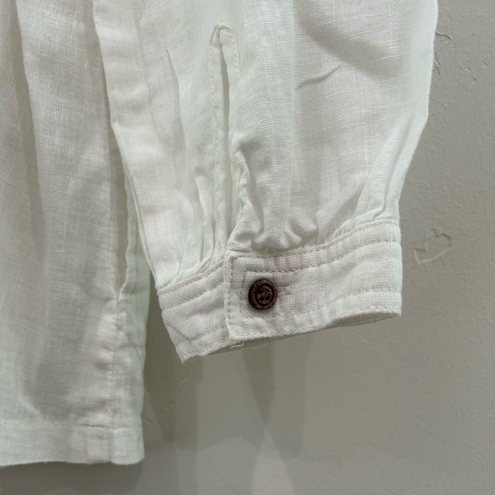 PAIR of We the Free Linen Peasant Tops, Ivory and Teal, Sizes S and M - Picture 7 of 13